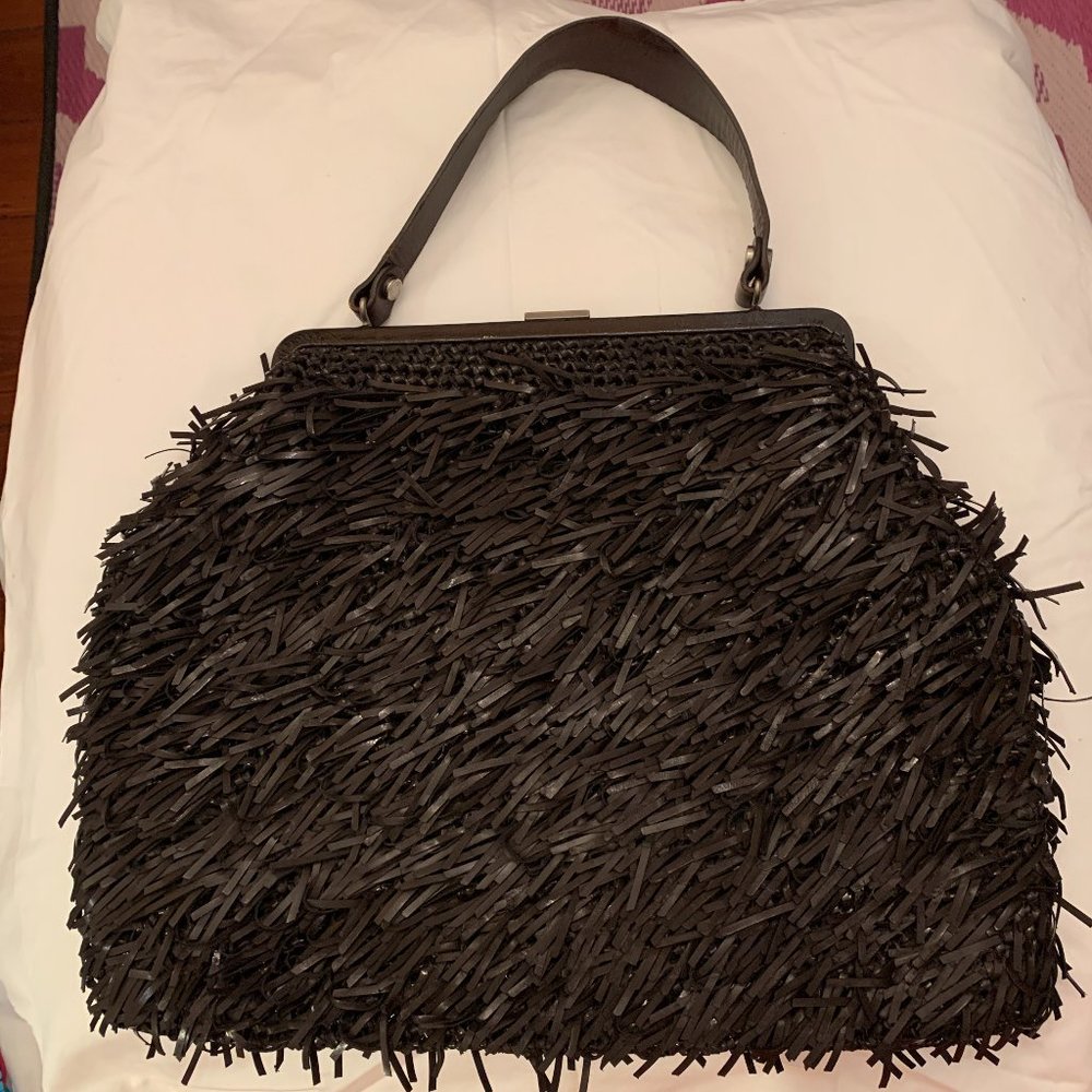 Marni Brown Patent Fringe Bag